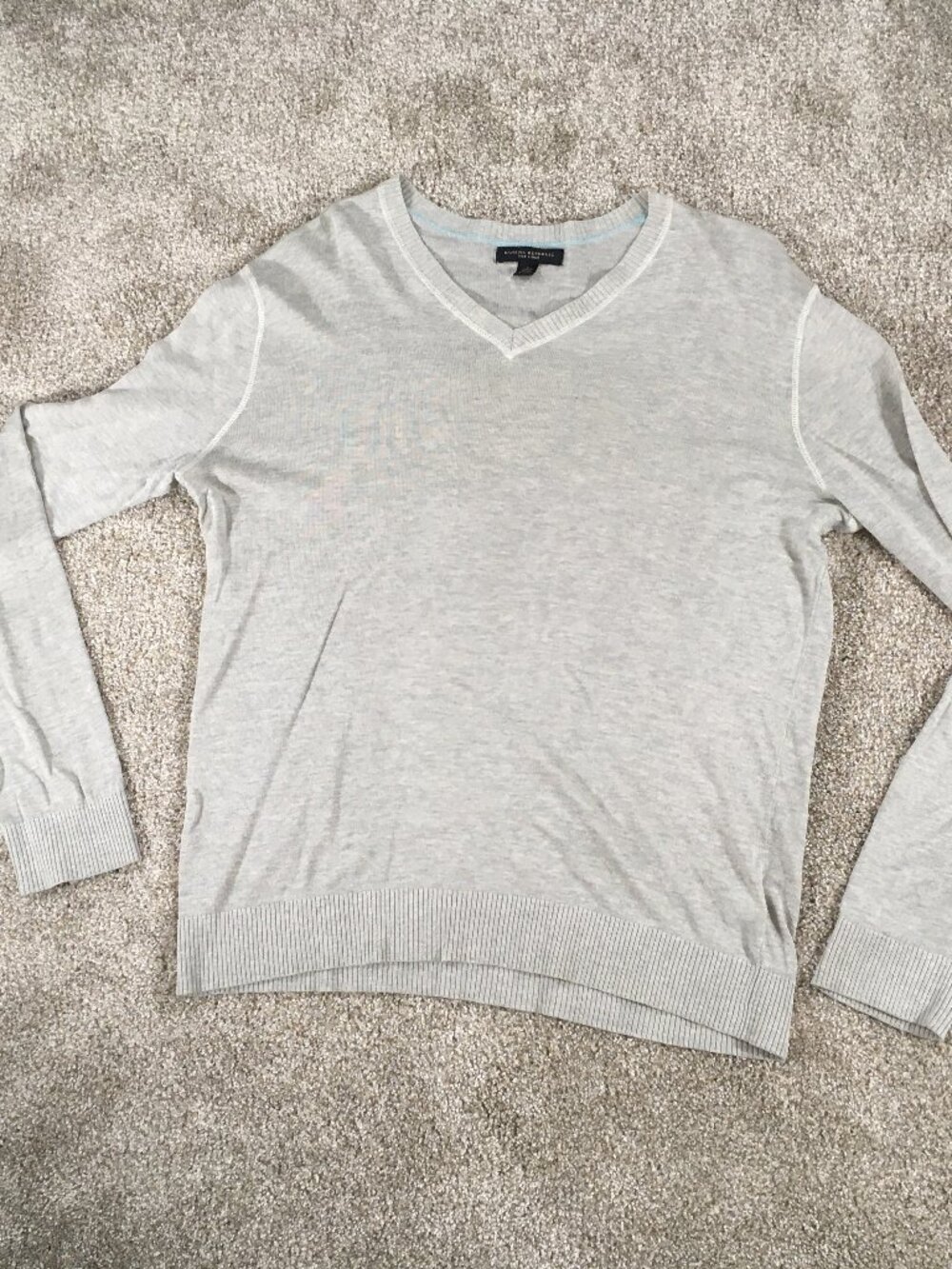 Banana Republic V-Neck Sweater Mens Size L Large Gray Silk Linen